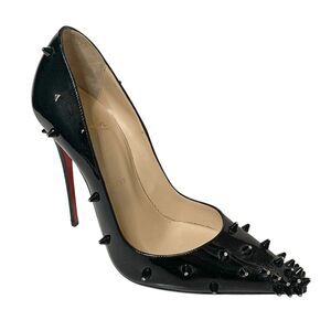 Christian Louboutin Diamond Spike 120 Pump EU 36 US 6 Black Patent Crystal Heels